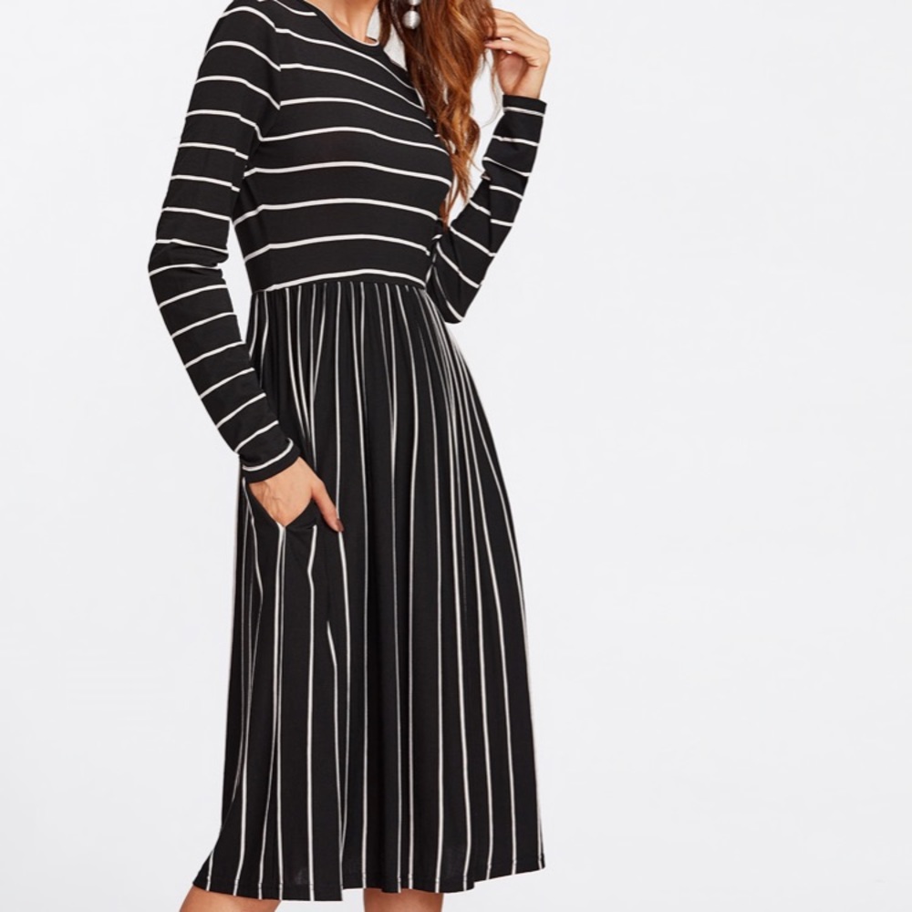 Mixed stripe tee dress